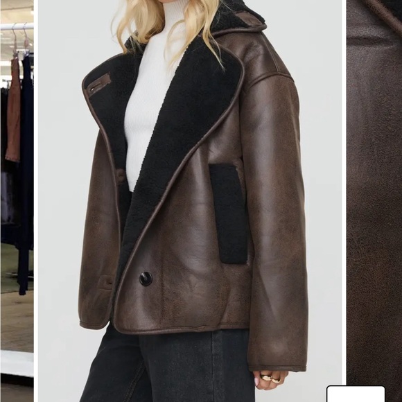 Nunez Water Repellent Faux Shearling Lined Faux Leather Jacket - Picture 2 of 5